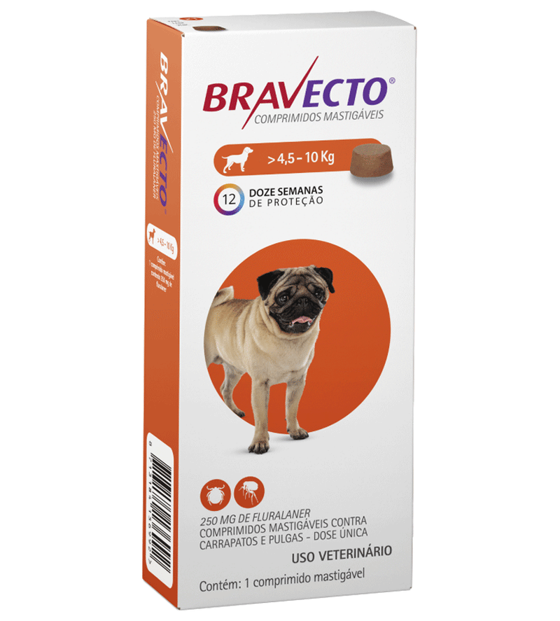 Bravecto para Cães de 4,5 a 10kg - 250 mg - 1 Unidade