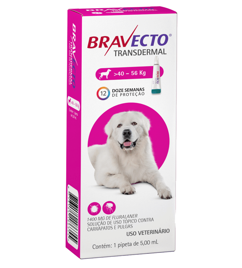 Bravecto Transdermal para Cães de 40 a 56 Kg - 1400 mg - 1 Unidade