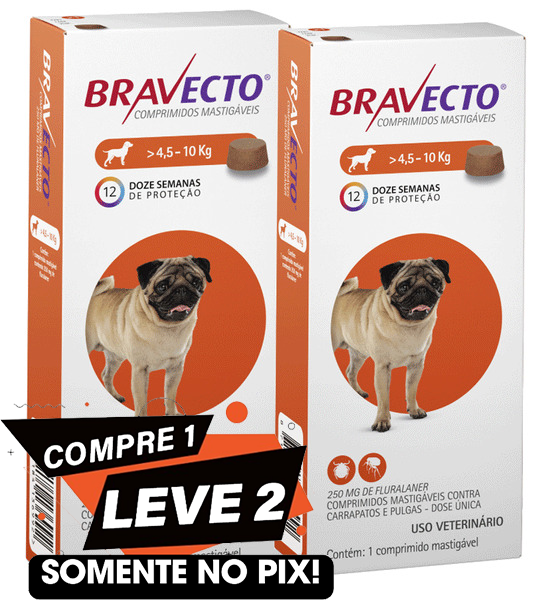 Bravecto para Cães de 4,5 a 10kg - 250 mg - 2 Unidades