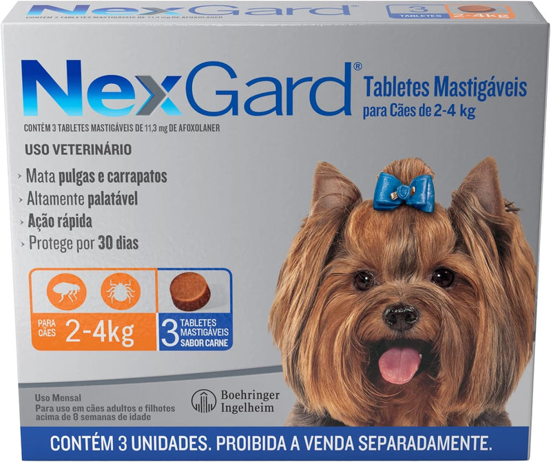 NexGard Antipulgas e Carrapatos para Cães - 3 tabletes
