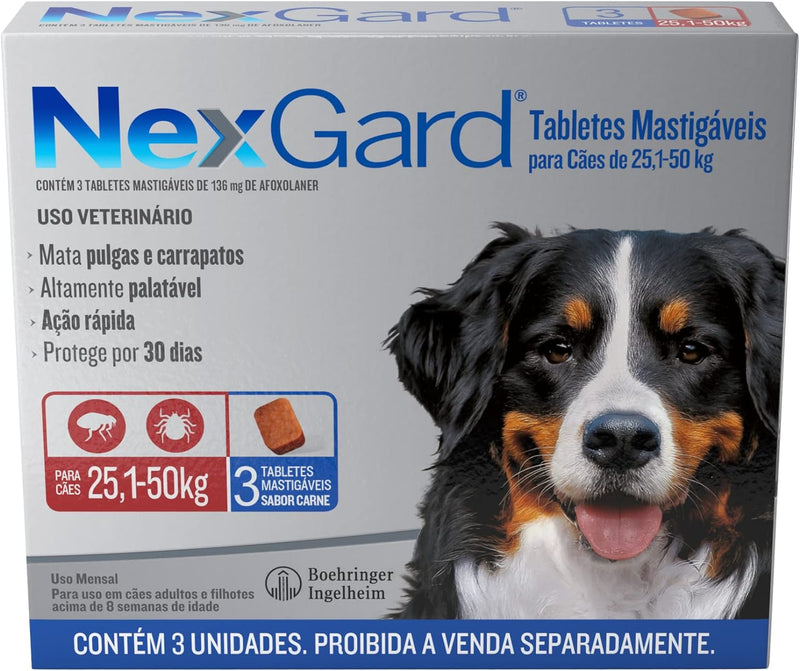 NexGard Antipulgas e Carrapatos para Cães - 3 tabletes
