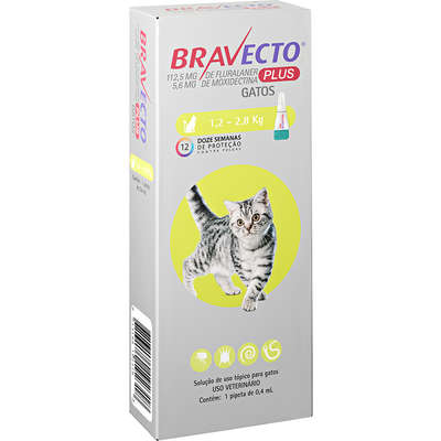 Bravecto Plus Antipulgas e Carrapatos Gatos 1 Unidade