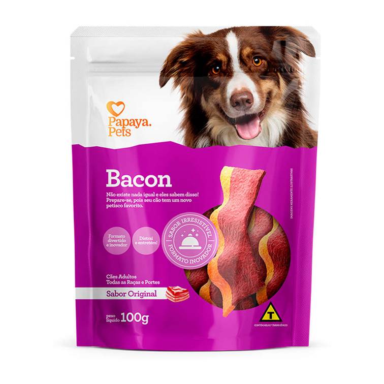 Petisco Papaya Pets para Cães Adultos Bacon Original 100g