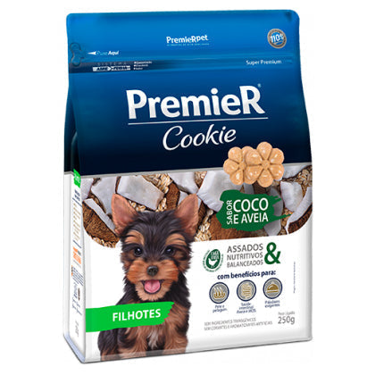 Petisco Premier Cookie Cães Filhotes Pequeno Porte Coco e Aveia 250g