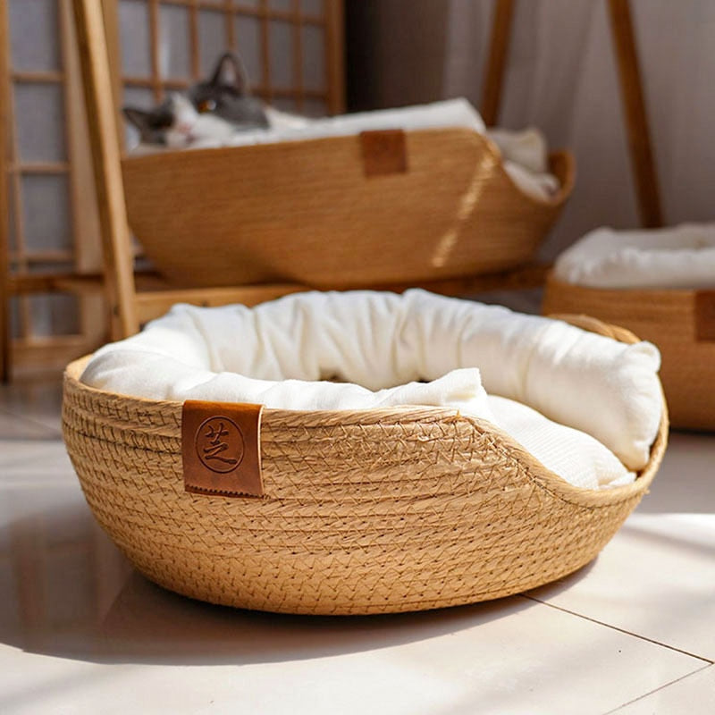 Cama Ecológica de Rattan para Cachorros e Gatos - Pet Couch