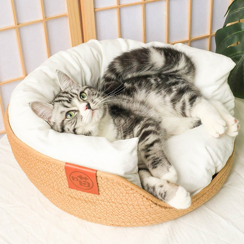 Cama Ecológica de Rattan para Cachorros e Gatos - Pet Couch