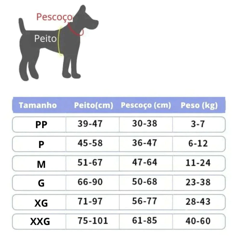 Peitoral Para Cachorros Ajustável com Nome Personalizável